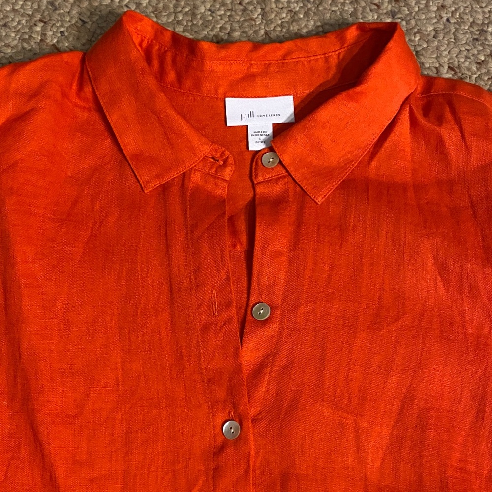 J. Jill Orange Linen Shirt
